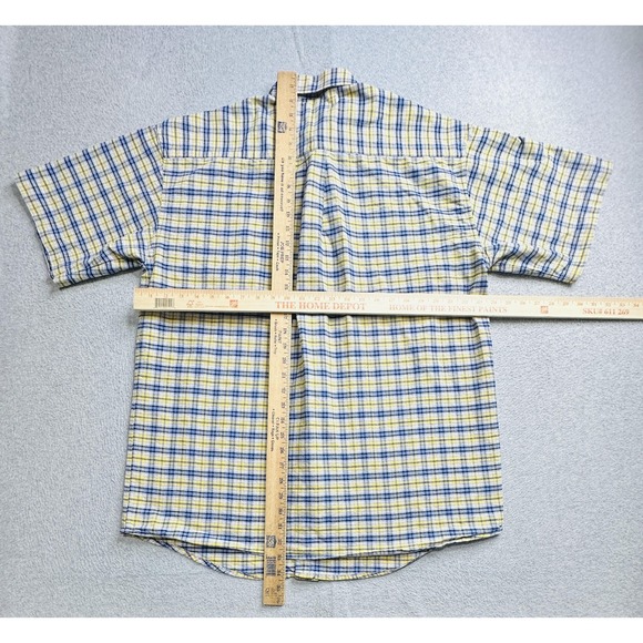 TwentyX Shirt Mens Large Yellow Blue Plaid Button Down Short Sleeve Western - Picture 5 of 8